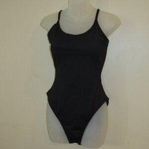 TA3 Lacey Black One Piece Swim Swimsuit Lace Up Back Size Large